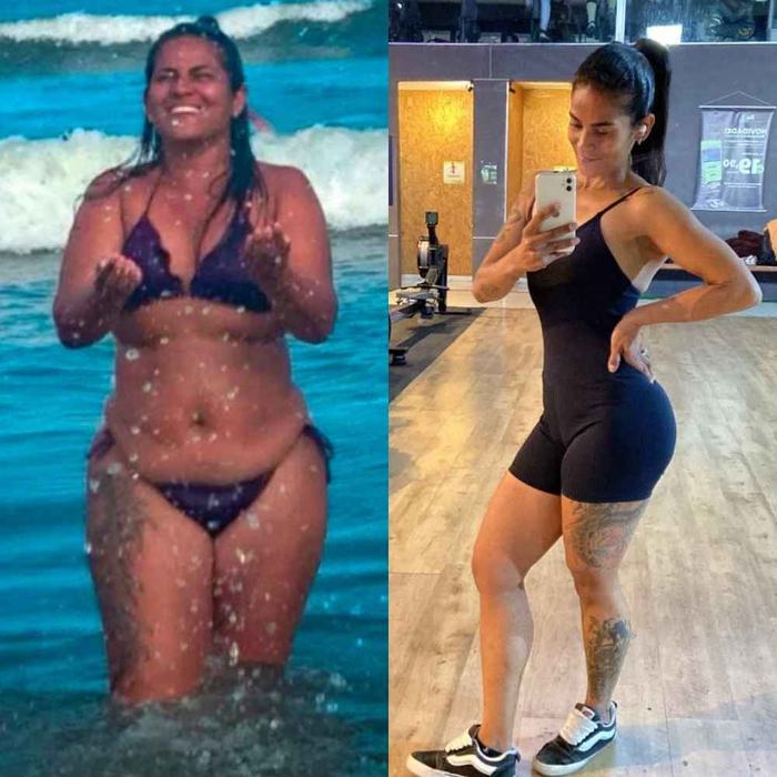 Antes e depois de aluna da Tropa