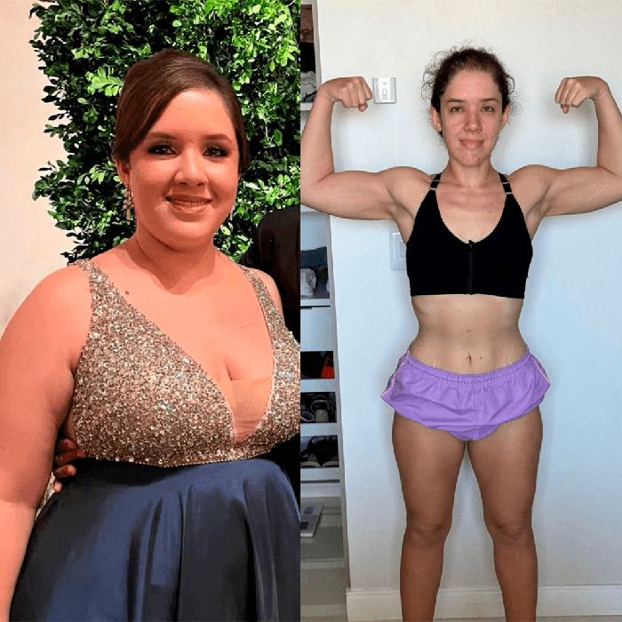 Antes e depois de aluna da Tropa