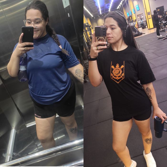 Antes e depois de aluna da Tropa