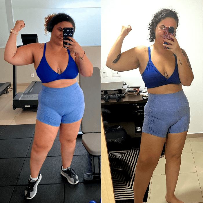 Antes e depois de aluna da Tropa